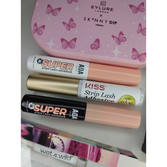 Faux Lashes lot w/ Limited Ed Eylure Skinny Dip Butterfly Lash Case, Glue, JCat - Picture 3 of 7